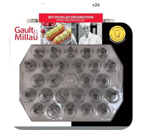 GAULT&MILLAU - Set de 26 Douilles Décorations - Pâtisserie - Créez des décors sophistiqués - Robuste et fonctionnel - Lot de 1, Acier Inoxydable
