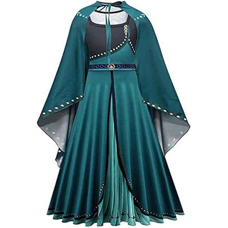 Costume Da Regina Elsa Con Mantello Per Bambina - Vestito Incoronazione, Compleanno E Halloween