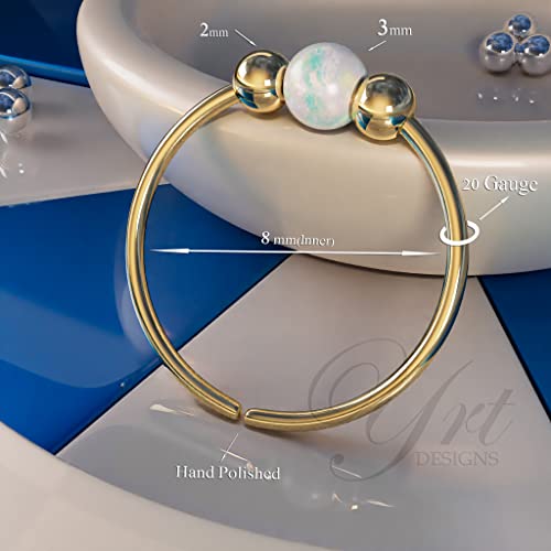 Evermark Gold Cartilage Earring - Tiny 8Mm And Thin 20G Helix Ring - 3Mm White Opal And 2Mm Gold Beads thumb #5