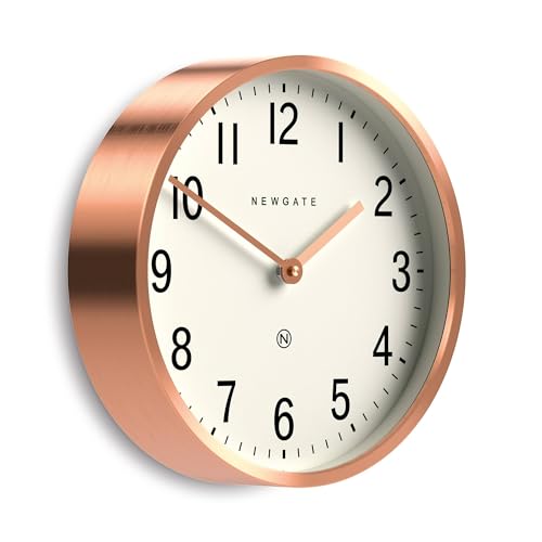 NEWGATE® Master Edwards Wall Clock - Metal Clock - Analog Wall Clock - Mid-Century Clock - Kitchen Wall Clocks - Round Wall Clock - Easy to Read - British Design (Copper)