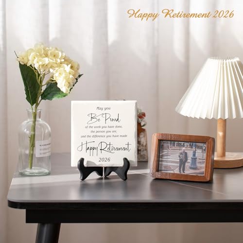 LukieJac Retirement Gifts for Women Men 2026 Retirement Party Decoration Best Ceramic Retirement Plaque 6"*6" Happy Retirement Table Decorations Sign for Teacher Nurses Coworker - Image 5