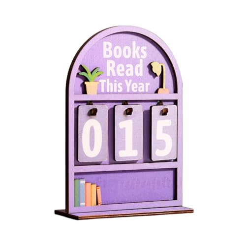 Contador de libros impreso con texto en inglés 'Read this Year', diseño sin engranajes mecánicos, marco de aleación, decorativo, rústico, vintage, exhibición de madera, letrero de lectura, decoración