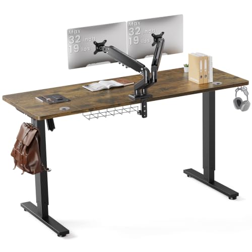 Image of SIAGO 63 x 24 Inch Electric Standing Desk with Dual Monitor Stand