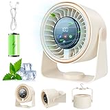 🏆【Dites adieu à la chaleur】Notre ventilateur est une aide précieuse pour soulager les « bouffées de chaleur » liées à la ménopause et vous sentir bien en été. Il se commande facilement d'une simple pression : maintenez le bouton enfoncé pendant 2 secondes pour l'allumer ou l'éteindre. L'écran LED affiche la vitesse de ventilation exacte et le niveau de batterie actuel en pourcentage – vous n'aurez plus jamais à deviner quand elle sera à plat !