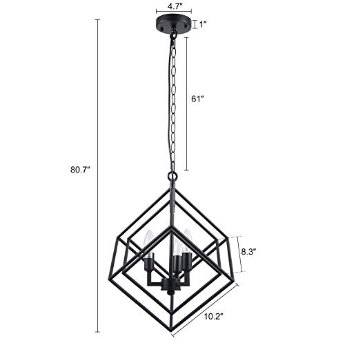 Vonluce Modern Chandelier Light Fixture Geometric, Industrial Black Chandelier Dining Room Lighting Fixtures, Farmhouse Lantern Ceiling Hanging Light Fixture For Foyer, Entryway, Kitchen Island #TOP6