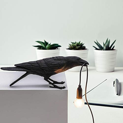XHY Creative Lamps Italian Bird Table Lamp Modern LED Table Sconce Light Fixtures Bedroom Bedside Wall Light Crow Bird Stand Light Home Decor Black Table Light