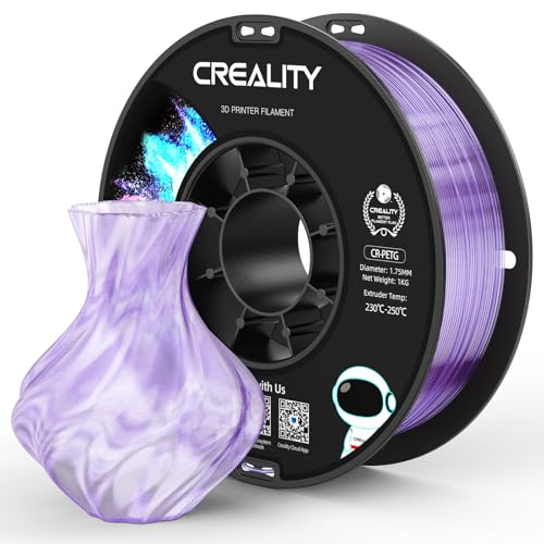 Official Creality PETG 3D Printer Filament 1.75mm 1KG (2.2lbs), High Precision, Strong Toughness, Odorless, Better Flow, Moistureproof 3D Printing CR PETG Filament, Translucent Light Purple