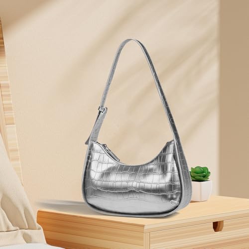 Sac à main pour femme motif croissant en cuir synthétique noir