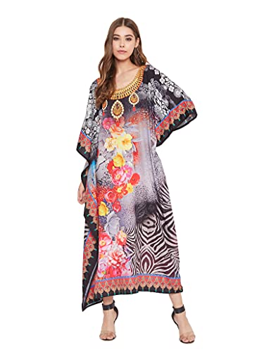 Image of Oussum Women Polyester Casual Long Plus Size Beach Caftan Cover Up Maxi Dress 1X-3X Summer Kaftan Dresses for Women