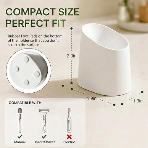 DiatZeno Small Toothbrush Holder for Bathrooms – Diatomite Quick Dry Toothbrush Stand, Compact Single Toothbrush Holder for Manual Toothbrush, Modern Drying Stone Organizer for Sink & Travel L Orange - Image 3