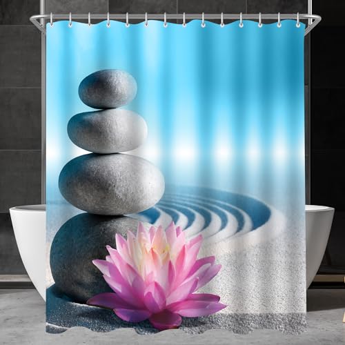 Lerores Duschvorhang 240x200 cm,Kieswüste Antischimmel Textil,Beschwerter Saum Wasserabweisend,Waschbar Polyester Stoff Badevorhänge mit 16 Ösen und Duschvorhangringe für Badezimmer,Badewanne