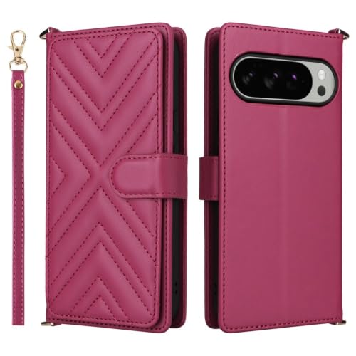 Étui Sony Xperia 1 VI 2024 en cuir double premium rose vif à rabat robuste