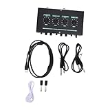 TIKATARER Amplificateur de Microphone, Alimentation Fantôme 2 Canaux 48 V, Amplificateur de Batterie Rechargeable avec Alimentation, Idéal pour l'enregistrement et Le Streaming en Direct