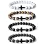 volcanic stone, yellow tiger eye, white turquoise, black agate