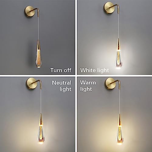 Aplique de pared LED de aluminio de 5W y diseño de lágrima moderna con pantalla de cristal 7