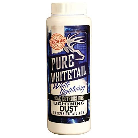 Pure Whitetail White Lightning Power Dust – Peak Estrous | Doe Scent Mock Scrape Scent | Estrous Scent from One Doe During Peak Estrous Cycle | Hunting Scent Eliminator | Cover Scent | 4 oz Bottle Cover
