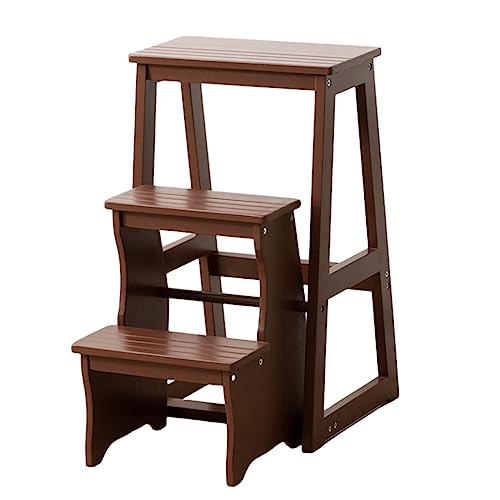 Tabouret pliable pour bibliothèque et maison en bois naturel à marches