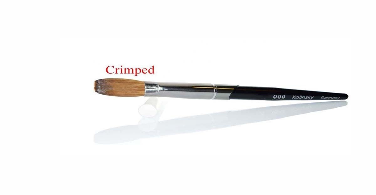 999 Titanium Handle - Kolinsky Acrylic Nail Brush For Manicure Powder *CRIMPED* - (Size #16)