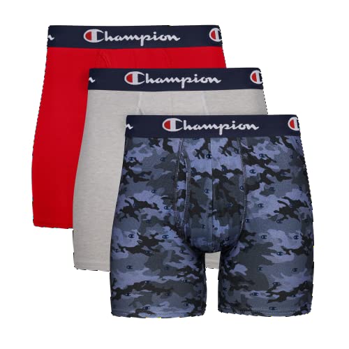 Champion Men's Boxer Briefs, Every Day Comfort Stretch Cotton Moisture-Wicking Underwear, Multi-Pack
