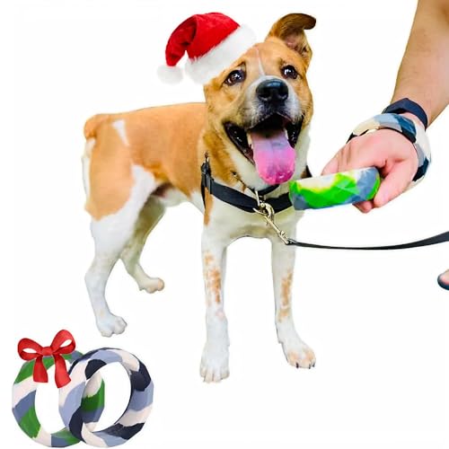 Sweet Paws Chunky Teething Rings for Dogs, Bracelet Food Grade Silicone Puppy Chew Toys for Large Puppies, Durable Dog Ring Toy for Medium Large Dogs, Puppy Teething Chews - K-9 Green (2 Pieces)