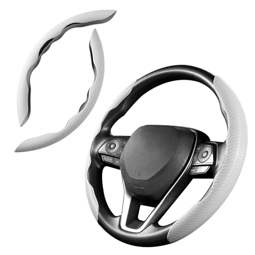 Image of Cartist Steering Wheel Cover, Carbon Fiber Steering Wheel Cover for Men /Women, Anti-Slip, Durable, Universal for 99% Car Interior Accessories (White)