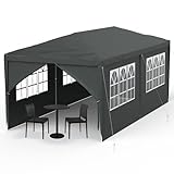 YRHome Pavillon 3x6m mit Seitenteilen Gartenpavillon Wasserdicht Dachmaß Gartenzelt Partyzelt UV Schutz Festzelt Winterfest Bierzelt Stabil Camping Zelt mit Fenstern Anthrazit