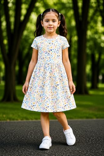 Image of EIO Girls Cotton Frock Dress Combo Pack et | Multicolor Knee Length Casual Dresses for Kids | Soft & Breathable Summer Wear Outfit Frock Set