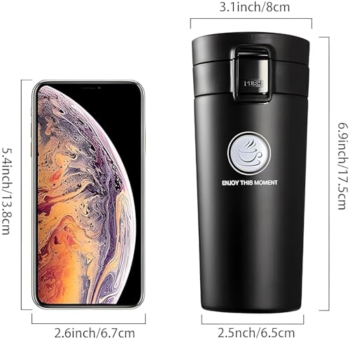 Image of Novo Insulated Coffee Travel Mug, Double Walled Stainless Steel Tumbler, Insulated Cup with Leakproof Lid, Thermal Mug with Non-Slip Protective Grip (Multicolor)