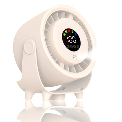 QSPORTPEAK - Ventilador de nebulizador de escritorio, pantalla digital de 100 velocidades, bajo ruido, inclinación ajustable a 120°, mesa ventilador USB recargable, diseño de pared para dormitorio