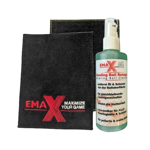 Bowling-Ball-Reiniger | EMAX – Ball-Cleaner | 100ml | Schnelle Reinigung von Bowling-Kugeln | Einfache Anwendung | Spray + Genesis Pure Pad Shammy