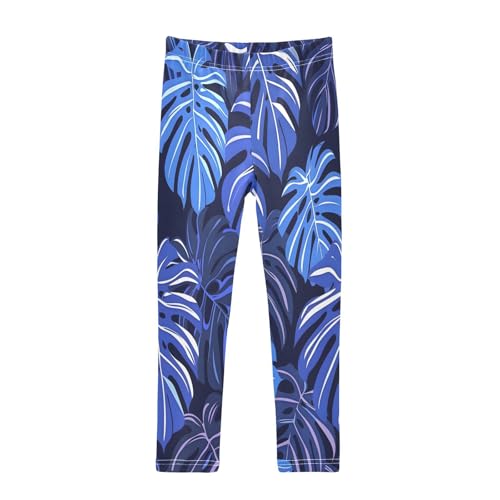 Toddler Girls Leggings Printed Yoga Pants Leggings Blue Leaf for Kids