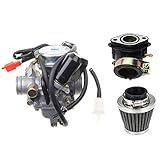 WOOSTAR PD24J Carburador con 42mm Filtros de Aire Admision Aire Tubo Reemplazo para 4 Tiempos GY6 125cc 150cc Taotao Go Kart Scooter 152QMI 157QMJ Motor
