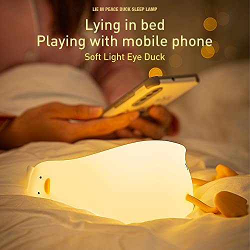 Tooge Led Duck Night Light Cute Small Lamp Night Light For Kids 3 Levels Dimmable Nursery Nightlight With Timer Silicone Squishy Duck Portable Rechargeable Touch Bedside Lamp thumb #3