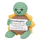 Glydein Granddaughter Gifts from Grandma Grandpa, Positive Handmade Crochet Sunflower Turtle Decor, Birthday Graduation Gifts for Granddaughter Teen Girl, Easter Christmas - 2.8x2x2.9 inches