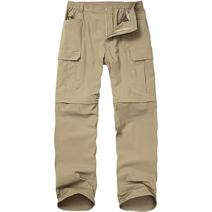 Walking Hiking Trousers Mens, Safari Zip Off Waterproof Quick Dry Lightweight Breathable Convertible Cargo Work Pants for Outdoor Camping Fishing Travel