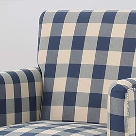 Christopher Knight Home Evete Tufted Fabric Club Chair, Blue Checkerboard, Dark Brown 41ddrNaY7aL. SS280