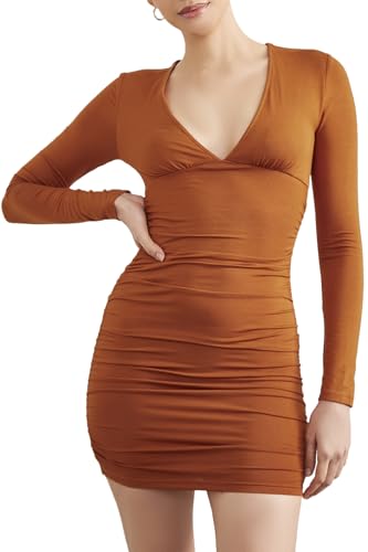 Robe mini V-neck Forever 21 froncée pour femme en noir