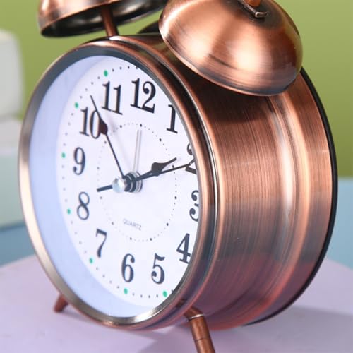 Relógio Despertador Analógico Vintage Antigo com Visor de 8 cm e LED para Visualização Noturna (Retr