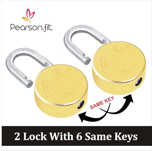 Image of 2 Lock 4 Same Keys XL+ 67mm 4 Layer Brass Finish Padlock for Home Shop Godown Bank (2 Lock 4 Same Keys) Model No- XL+67-Brass-2+4