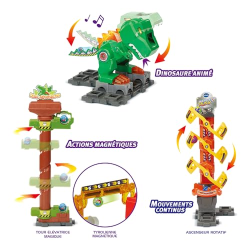 VTech Marble Rush Circuit à Billes Électronique Dino Adventure Magnetic Set XL400E Jeu de Construction Magnétique Dinosaure 100 Pièces 10 Billes Cadeau Enfant Dès Contenu en Français - vue 3