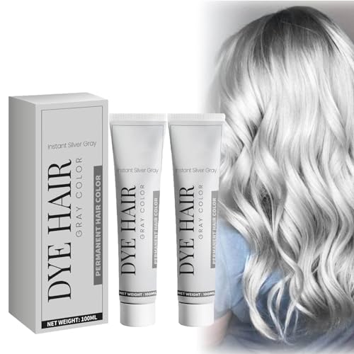 Gotysles - 2 tinture per capelli grigi, 100 ml, colore grigio argento, crema per capelli naturali, unisex, colore semipermanente con look personalizzato