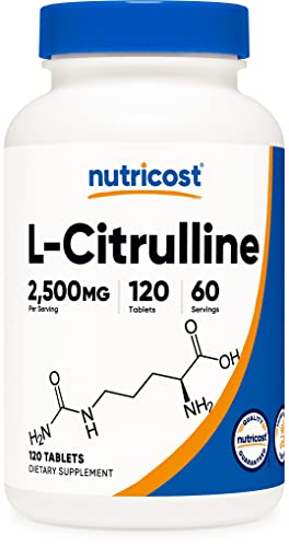 Nutricost L-Citrulline 2500mg Per Serving, 60 Servings, 1250mg Per Tablet, 120 Tabs - Non-GMO and Gluten Free Supplement