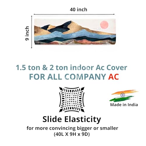 Image of Printed Split Ac Cover Combo Indoor Unit For 1.5 Ton Capacity AC, Inner Unit Ac Cover, All Weather Cover /Attractive Digital Prints /Dustproof /Water Resistant (Happy Winter & Mountain)