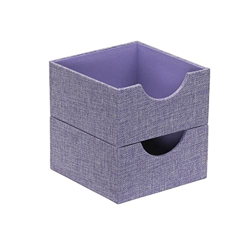 Household Essentials 2-Pack of Drawer Organizers, Sturdy Chipboard Wrapped In Soft Polyester Fabric, Stylish and Functional Storage Solution, 3” H x 6” W x 6” D, Iris