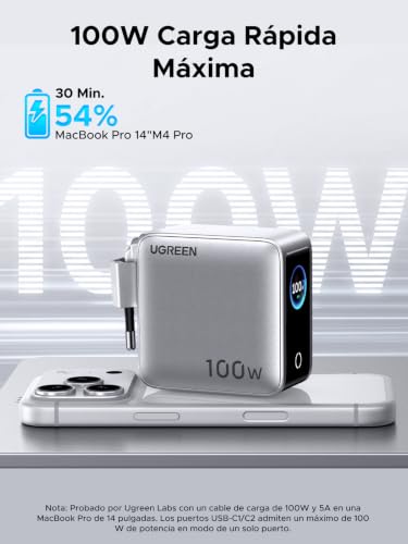 Cargador USB C 100W Nexode Pro con pantalla TFT y 4 puertos para MacBook e iPhone 5