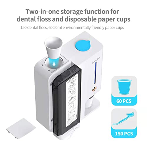 Symini Mouthwash Dispenser For Bathroom, 1000Ml Refillable Mouth Washer Container With Cup Holder, Mouthwash Dispenser Wall Mounted With 150Pcs Floss And 60Pcs Paper Cups For Master, Guest, Kids #TOP3
