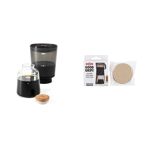 OXO Brew - Cafetera compacta de café frío y filtros de papel de repuesto para cafetera de café frío Good Grips, marrón, 50 por caja