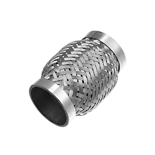 Image of X AUTOHAUX 2"x4" Auto Exhaust Flexible Pipe Tubing Exhaust Joint Silver Tone
