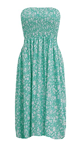 Image of Zyyfly Strapless Dress for Women Summer Beach Boho Smocked Tube Top Dress