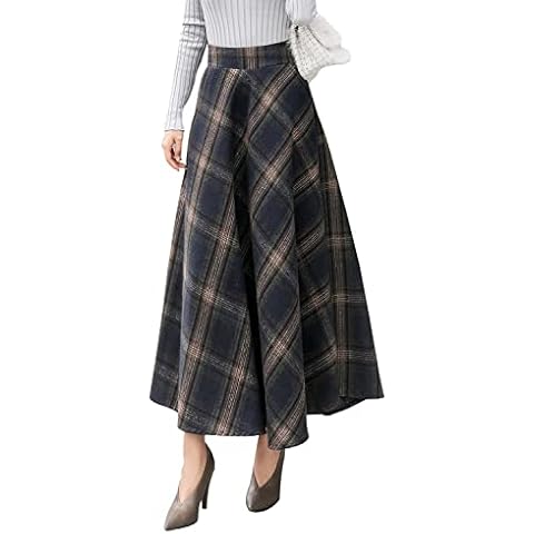 RIZ-ZOAWD Women's Elegant Winter Plaid Skirt Cover